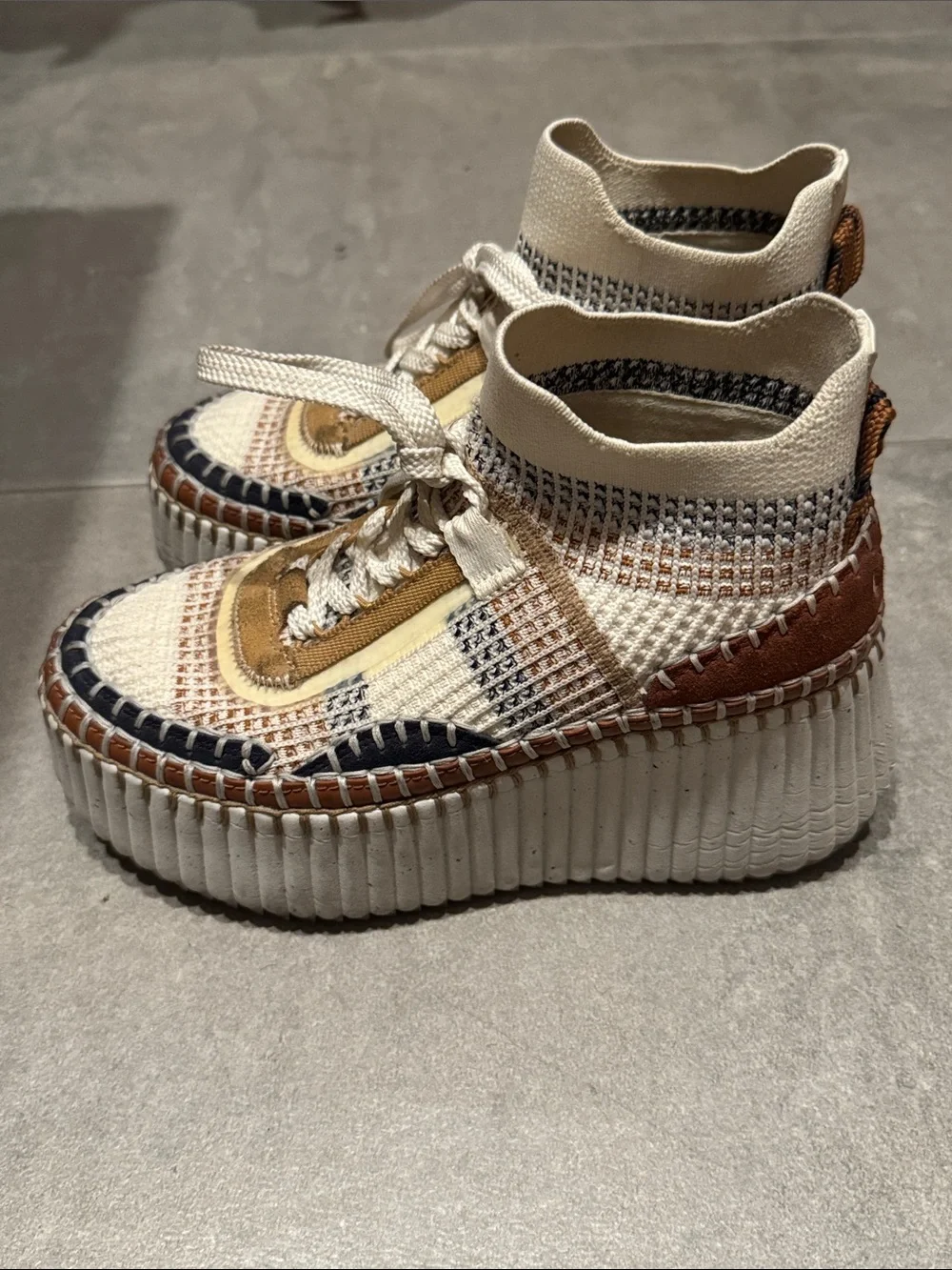 Chloe Nama 80mm Knit Platform Sneaker size 36